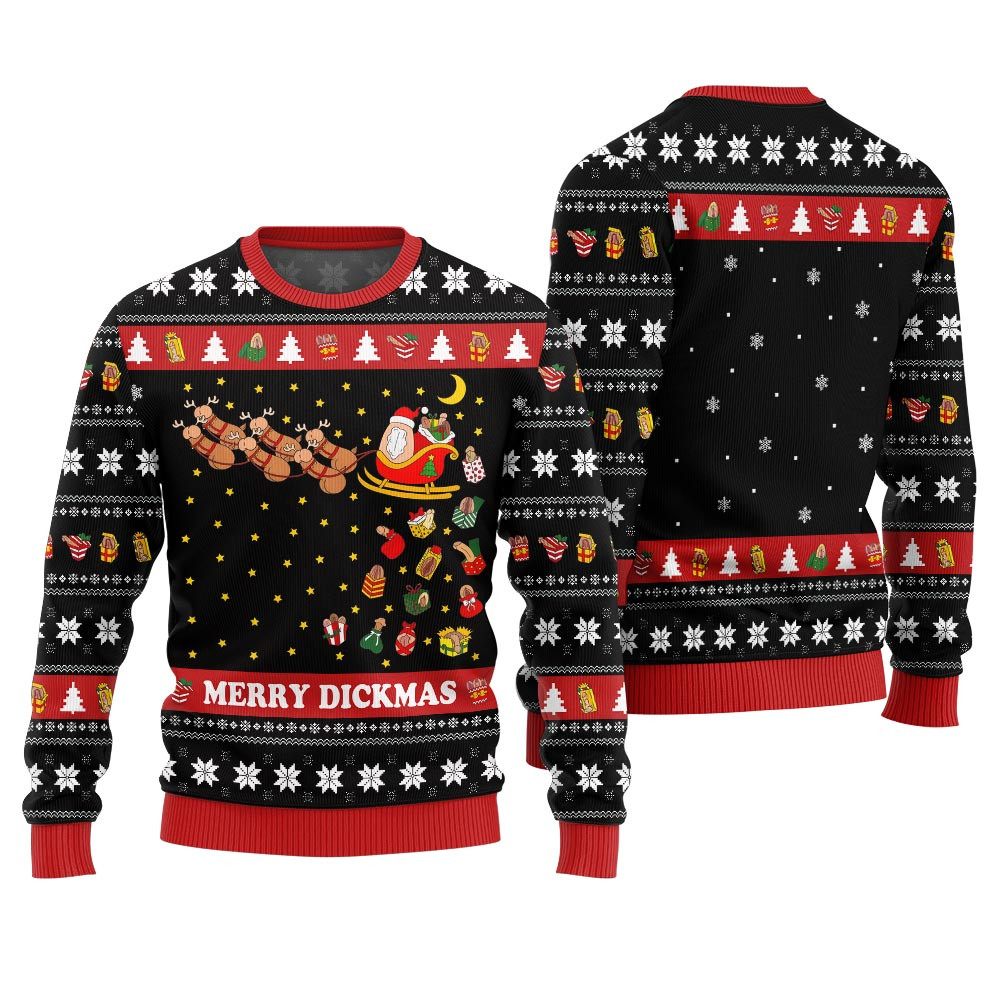 Funny Naughty Merry Dickmas Ugly Xmas Sweater Exclusive Christmas Sweater Merch Gift Edition