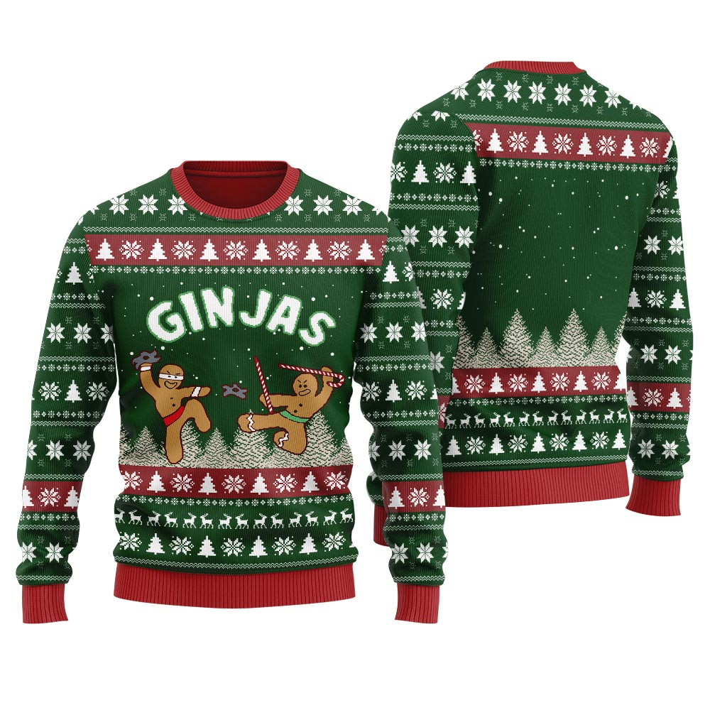 Funny Ninja Gingerbread Christmas Sweater Warm Winter Merch Gift for Someone You Love