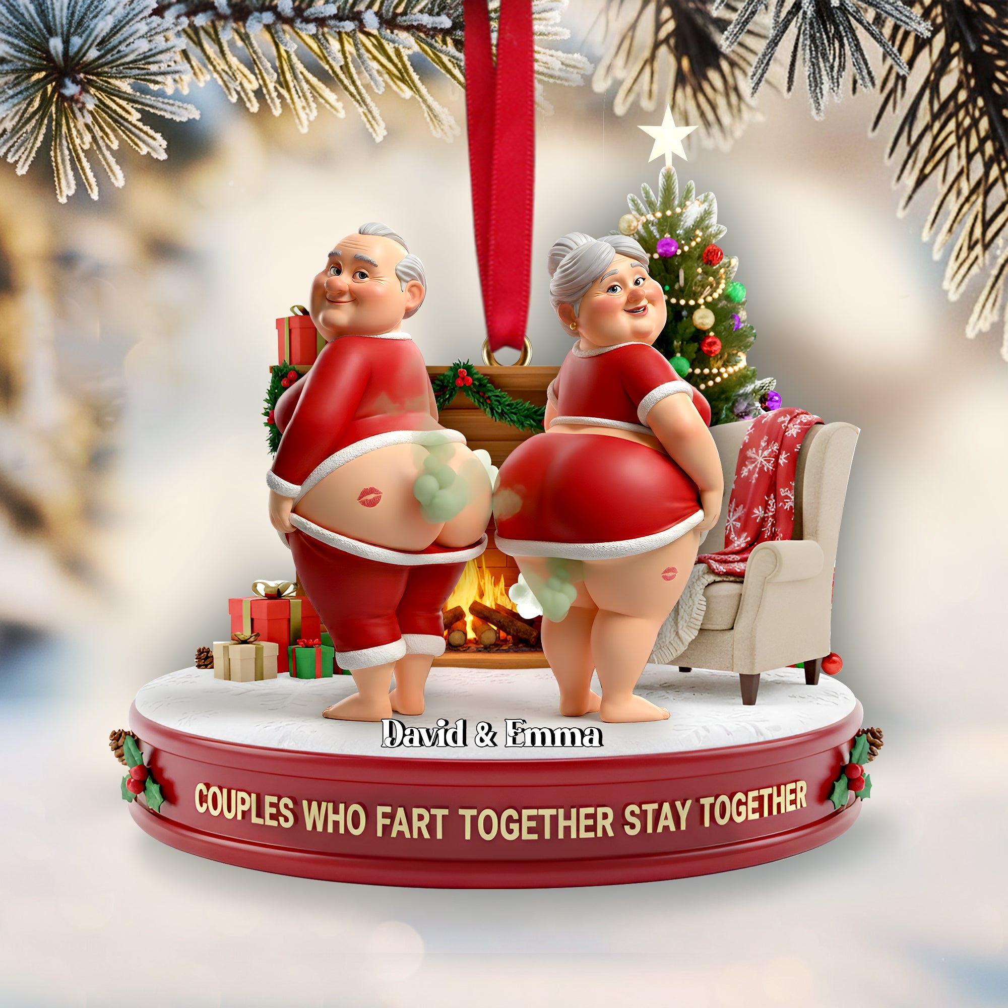 Funny Old Couple Ornament Personalzied Christmas Gifts - Holiday Season Gift Idea