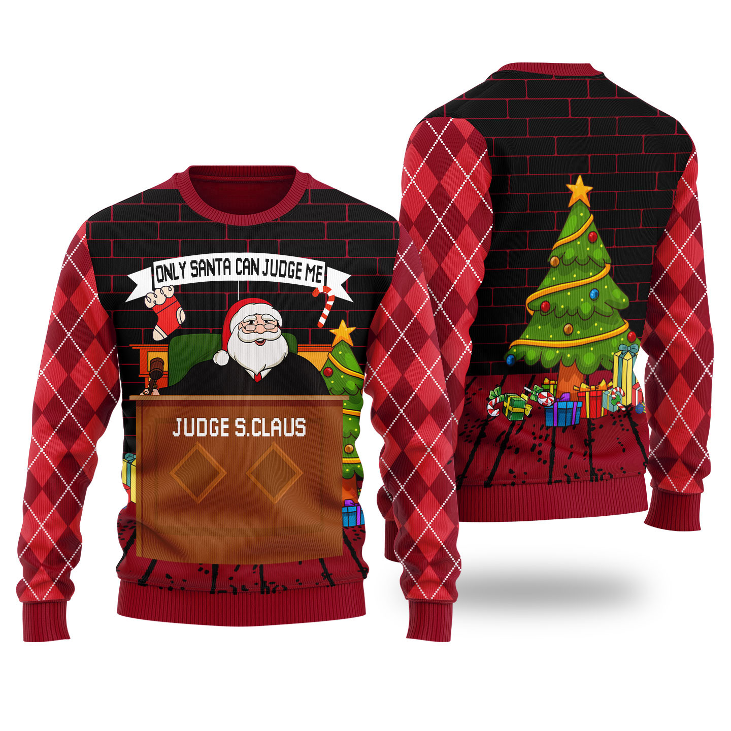 Funny Only Santa Can Judge Me Ugly Christmas Sweater Cardinal Red Perfect Merch Gift for the Christmas Season