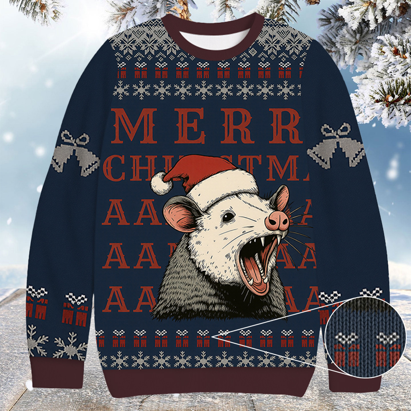 Funny Opossum Christmas Ugly Sweater Funny Xmas Apparel Opossum Gifts For Him