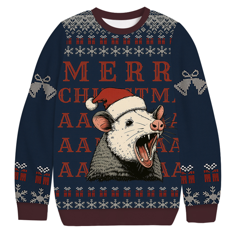 Funny Opossum Christmas Ugly Sweatshirt Funny Xmas Party Outfit Gift Ideas