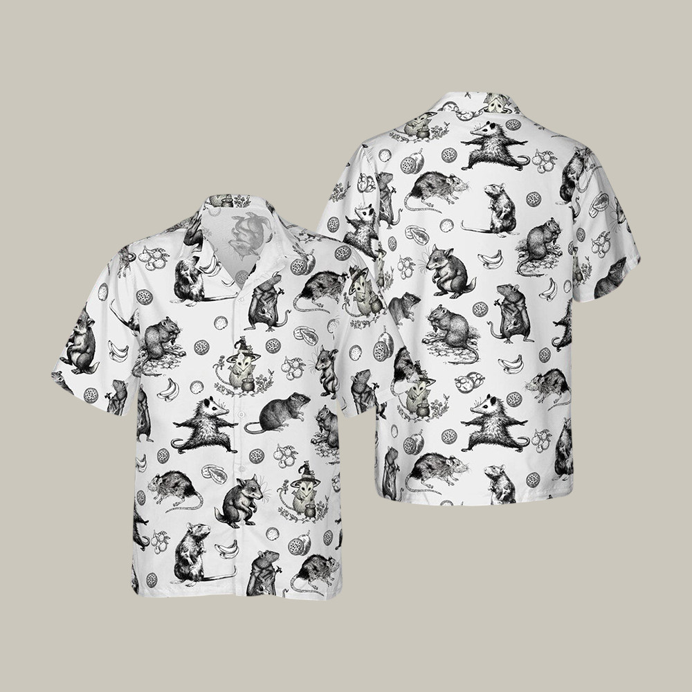 Funny Opossum Hawaiian Shirt Weird Animal Aloha Beach Style Shirt Unique Gift For Him