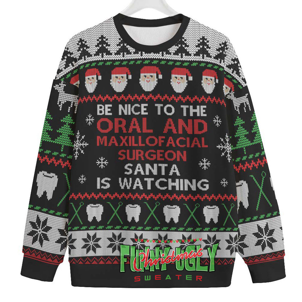 Funny Oral And Maxillofacial Surgeon Ugly Christmas Sweater Black Seasonal Gift Merch for Cozy Christmas Vibes
