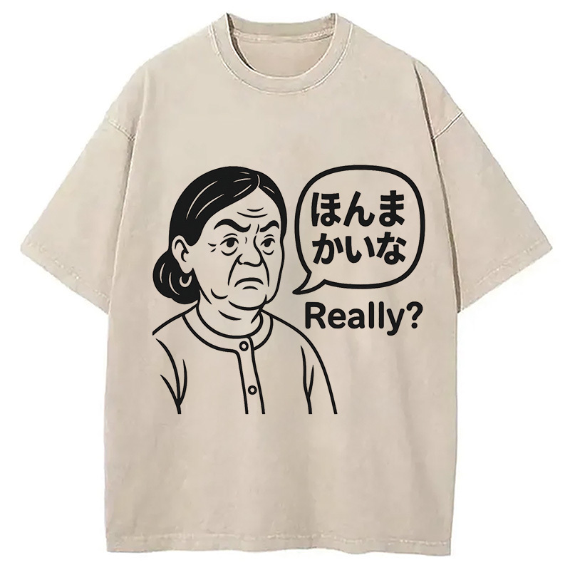 Funny Osaka Grandma Washed T-Shirt Casual Oversized Outfit Style Gifts For Her Funny Osaka Grandma Washed T-Shirt Casual Oversized Outfit Style Gifts For Her