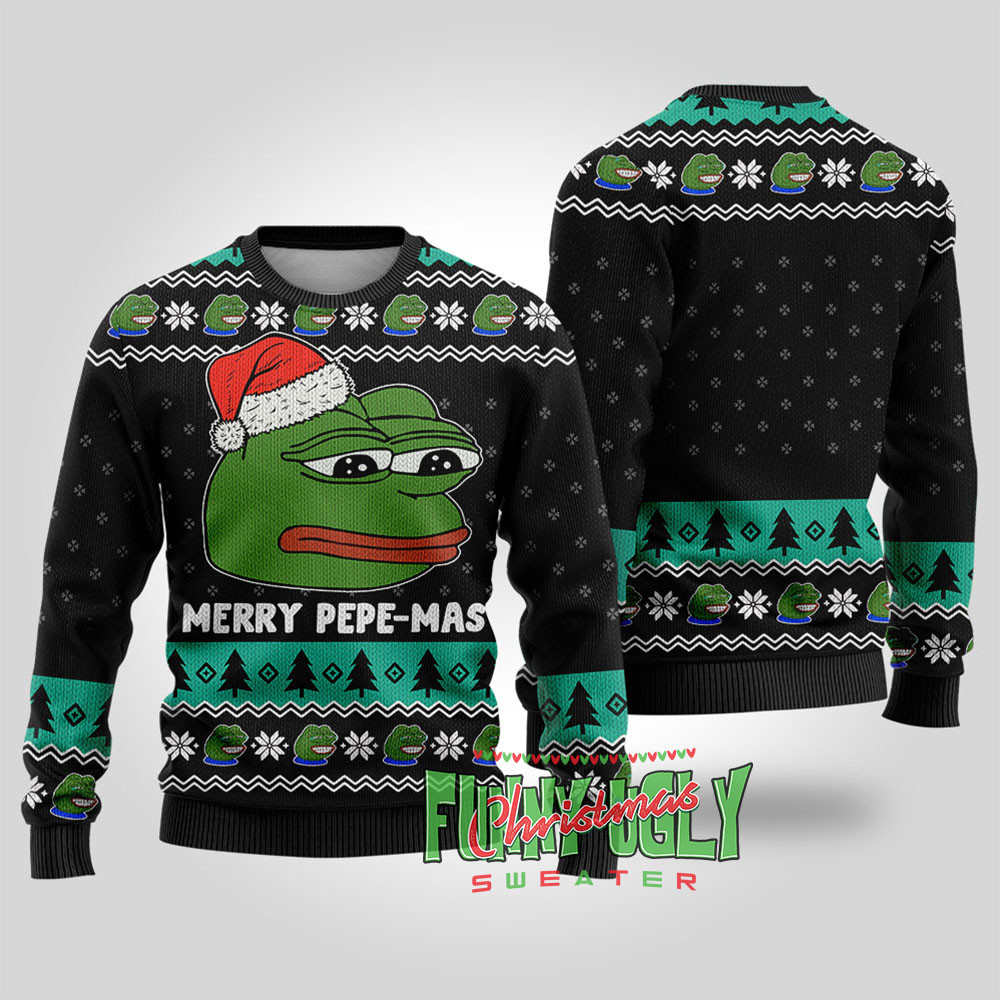 Funny Pepe The Frog Meme Christmas Sweater Black Holiday Gift Merch That Everyone Will Adore