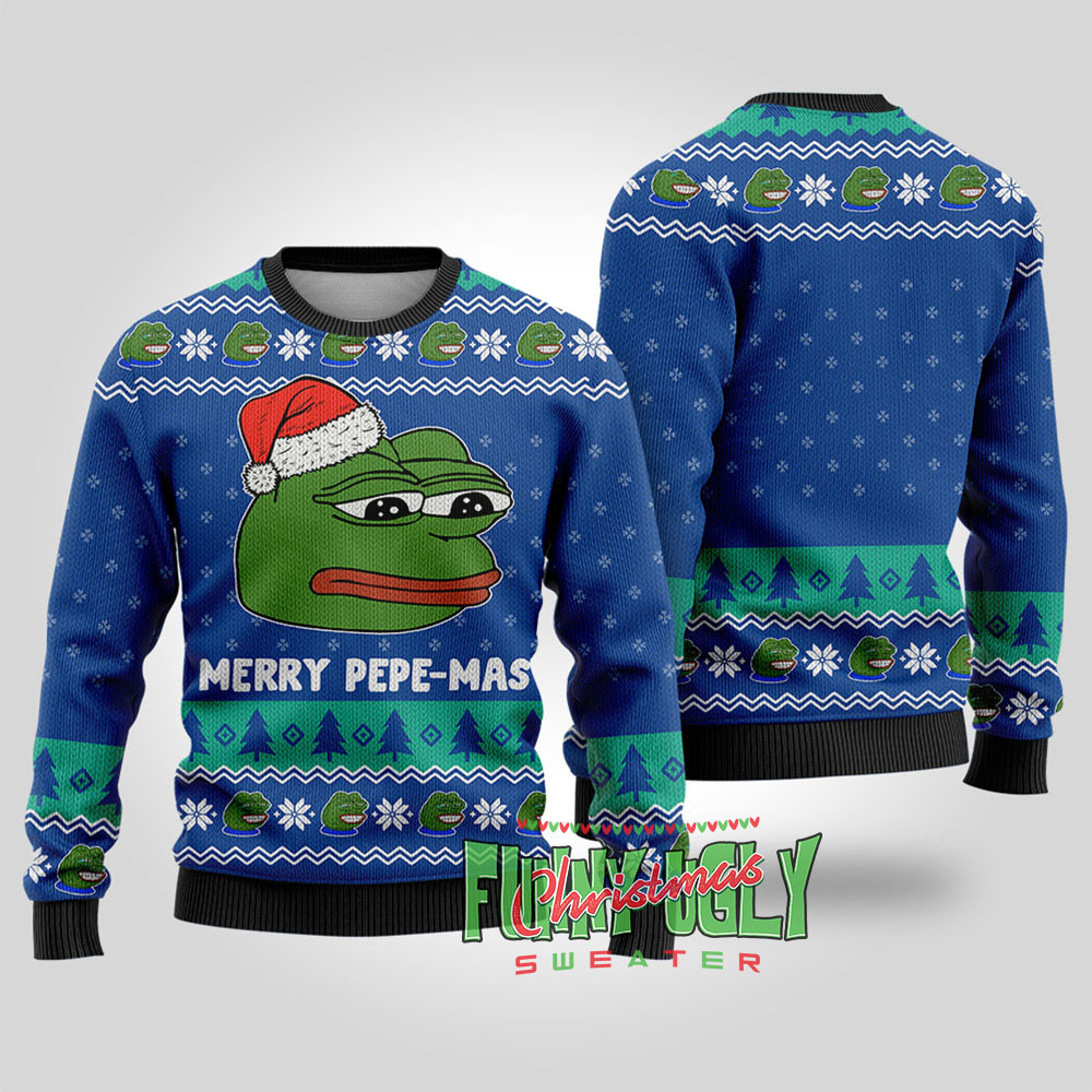 Funny Pepe The Frog Meme Christmas Sweater Royal Funny Holiday Sweater for Family Gatherings