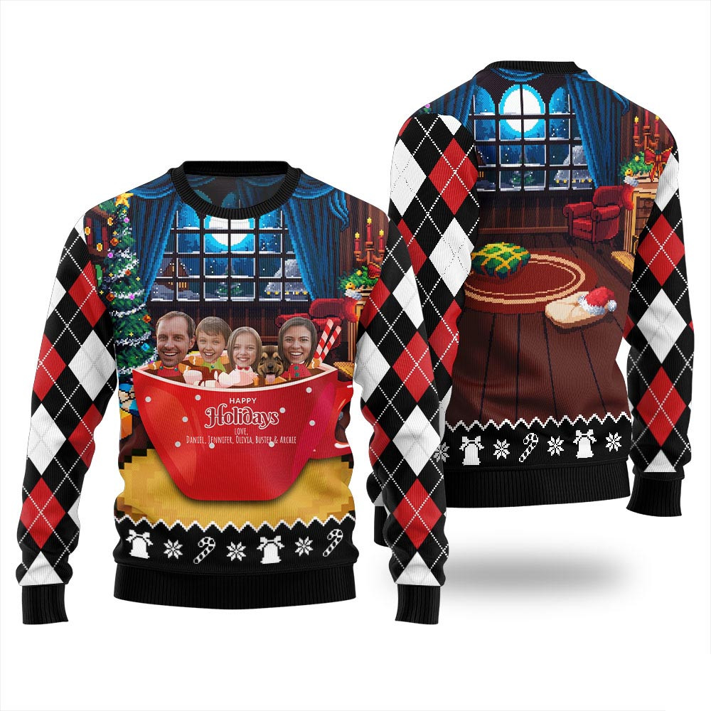 Funny Personalized Family And Pet Face Ugly Christmas Sweater Best Christmas Sweaters