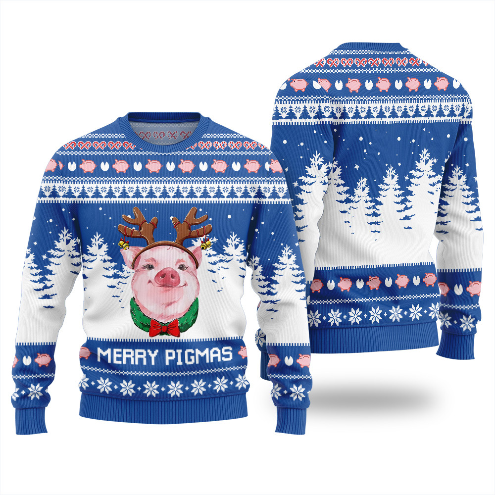Funny Pig Merry Pigmas Ugly Christmas Sweater Festive Sweatshirt for Christmas Celebrations