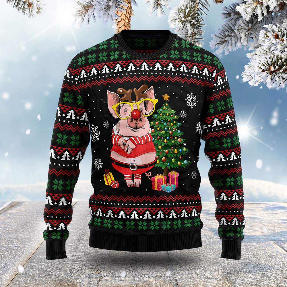 Funny Pig Reindeer Ugly Christmas Sweater Xmas Apparel Christmas Gifts For Pig Lovers