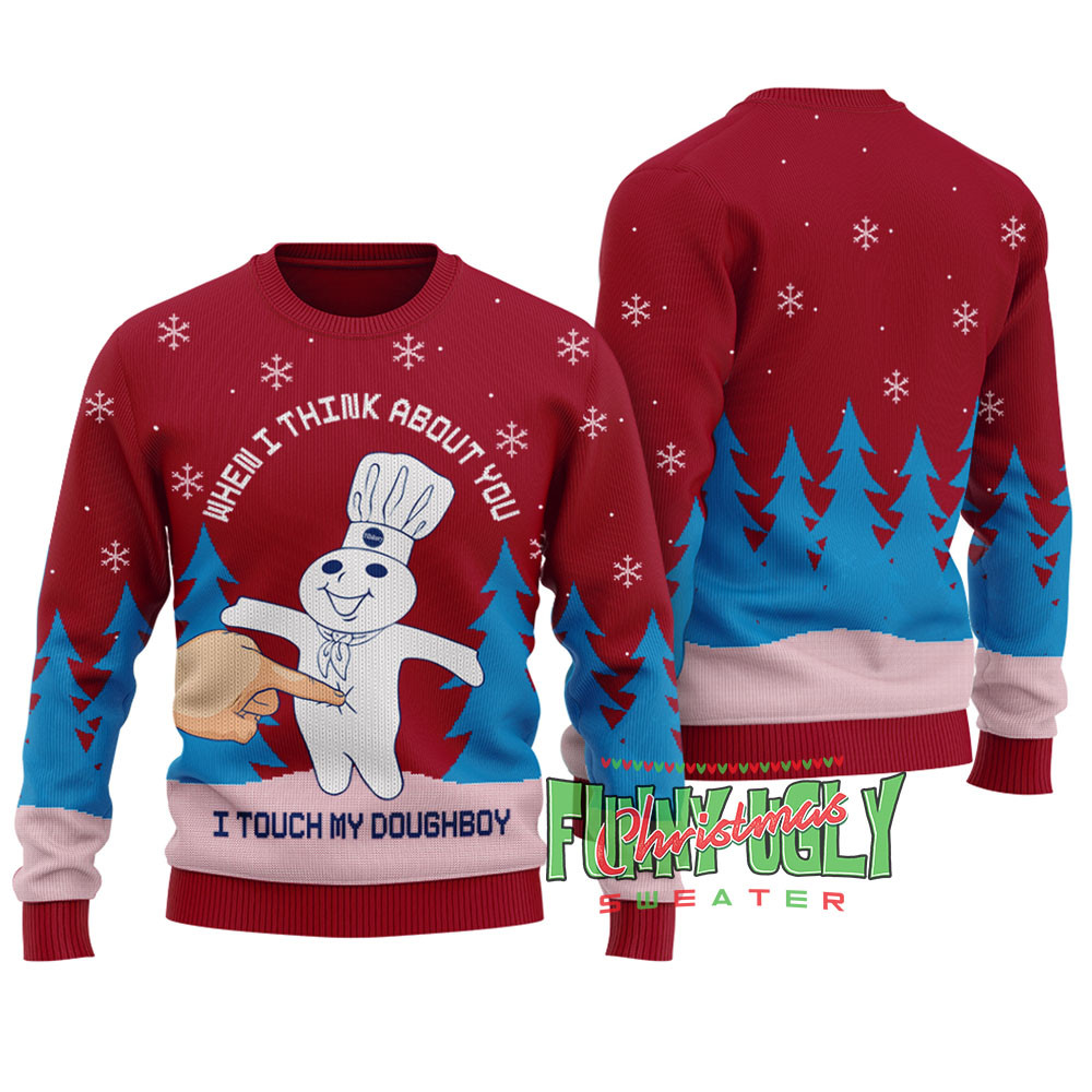 Funny Pillsbury Doughboy Ugly Christmas Sweater Cardinal Red Meaningful Holiday Gift Merch to Show You Care
