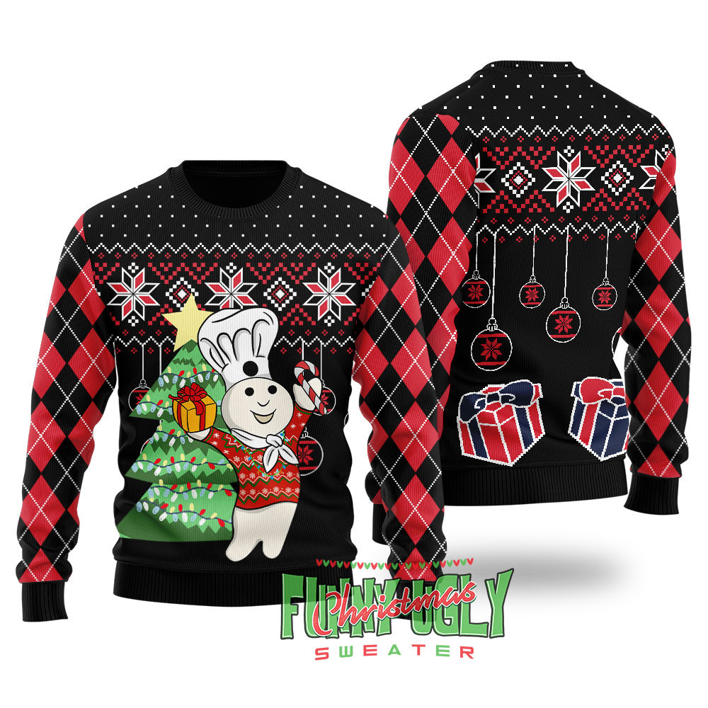 Funny Pillsbury Doughboy Ugly Christmas Sweater Trendy Winter Sweatshirt for Cozy Moments