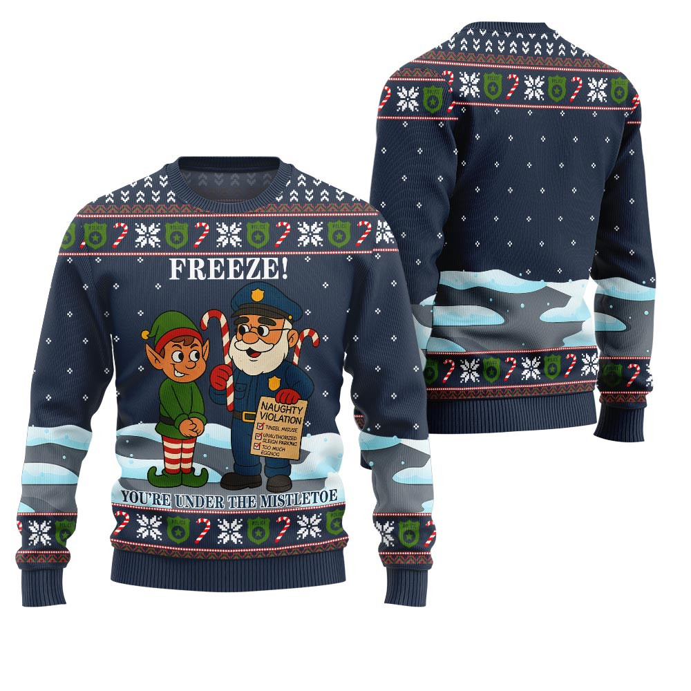 Funny Police Christmas Sweater Funny Holiday Sweater for Family Gatherings