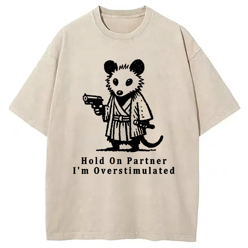 Funny Possum Samurai Washed T-Shirt Soft Comfortable Daily T Shirt Gifts For Her
