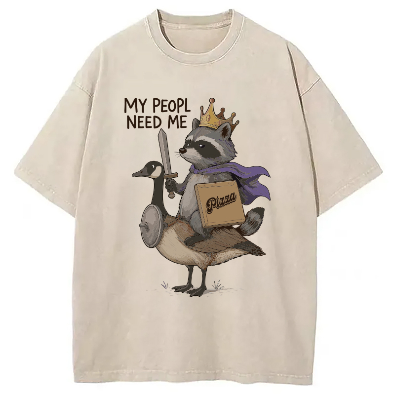 Funny Raccoon King Riding Goose Washed T-Shirt Casual Vintage Everyday Look Gifts For Brother Funny Raccoon King Riding Goose Washed T-Shirt Casual Vintage Everyday Look Gifts For Brother