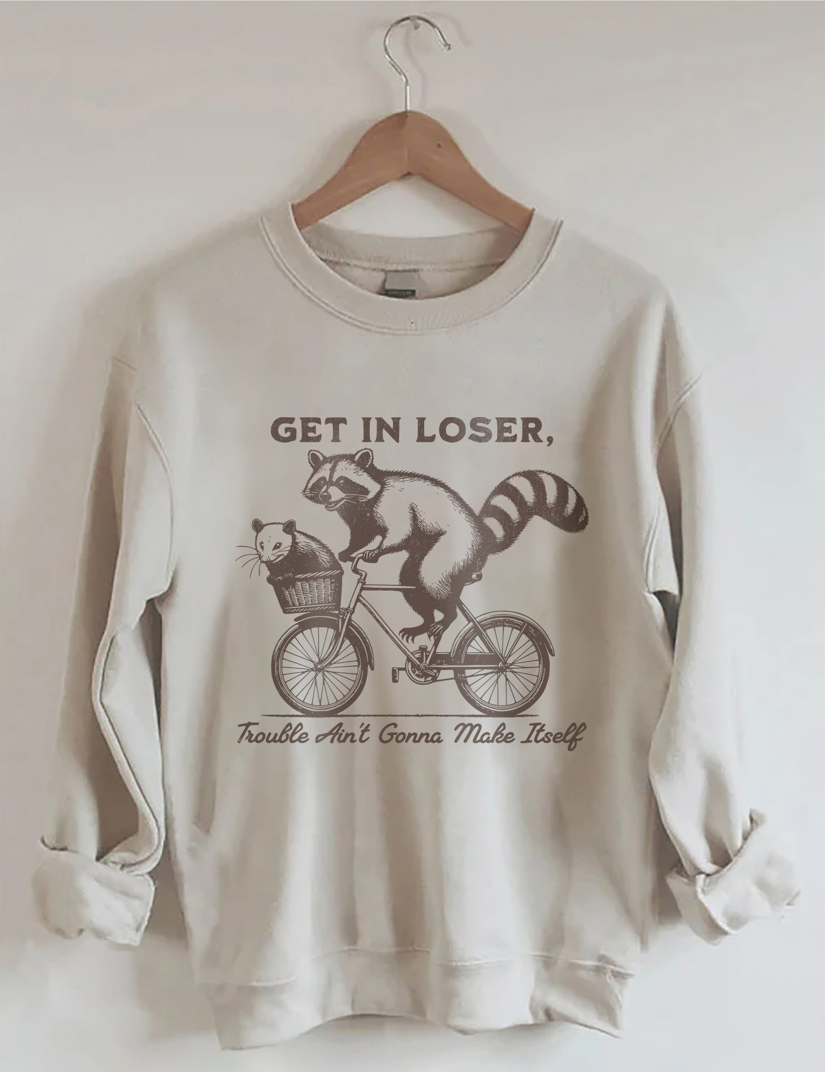 Funny Raccoon Opossum Sweatshirt Get In Loser Funny Clothing Gifts For Raccoon Lovers
