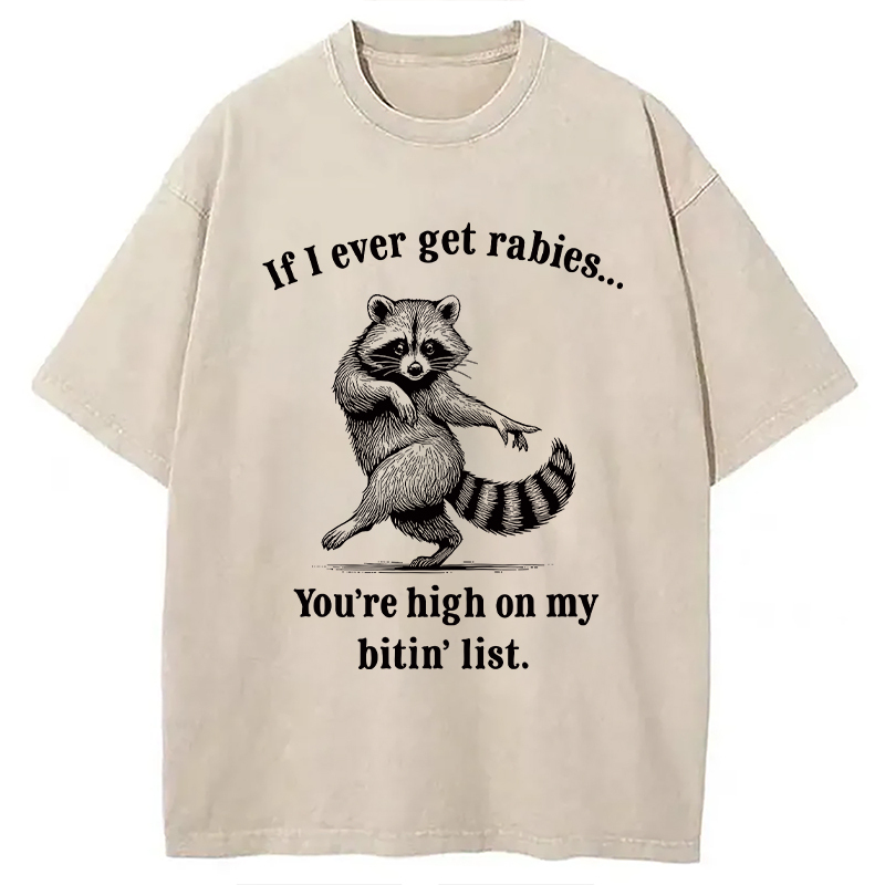 Funny Raccoon Vintage Washed T-Shirt Trendy Everyday Casual Outfit Gifts For Friends