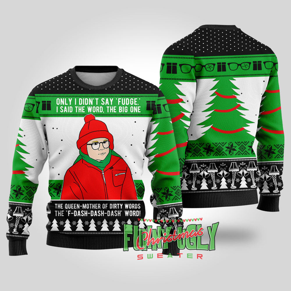 Funny Ralphie A Christmas Story Ugly Sweater Black Casual Winter Sweatshirt for Daily Comfort