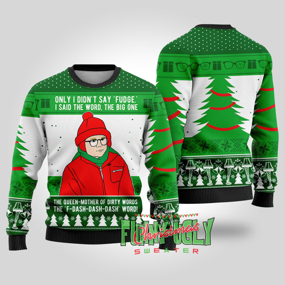 Funny Ralphie A Christmas Story Ugly Sweater Forest Green Casual Winter Sweatshirt for Daily Comfort