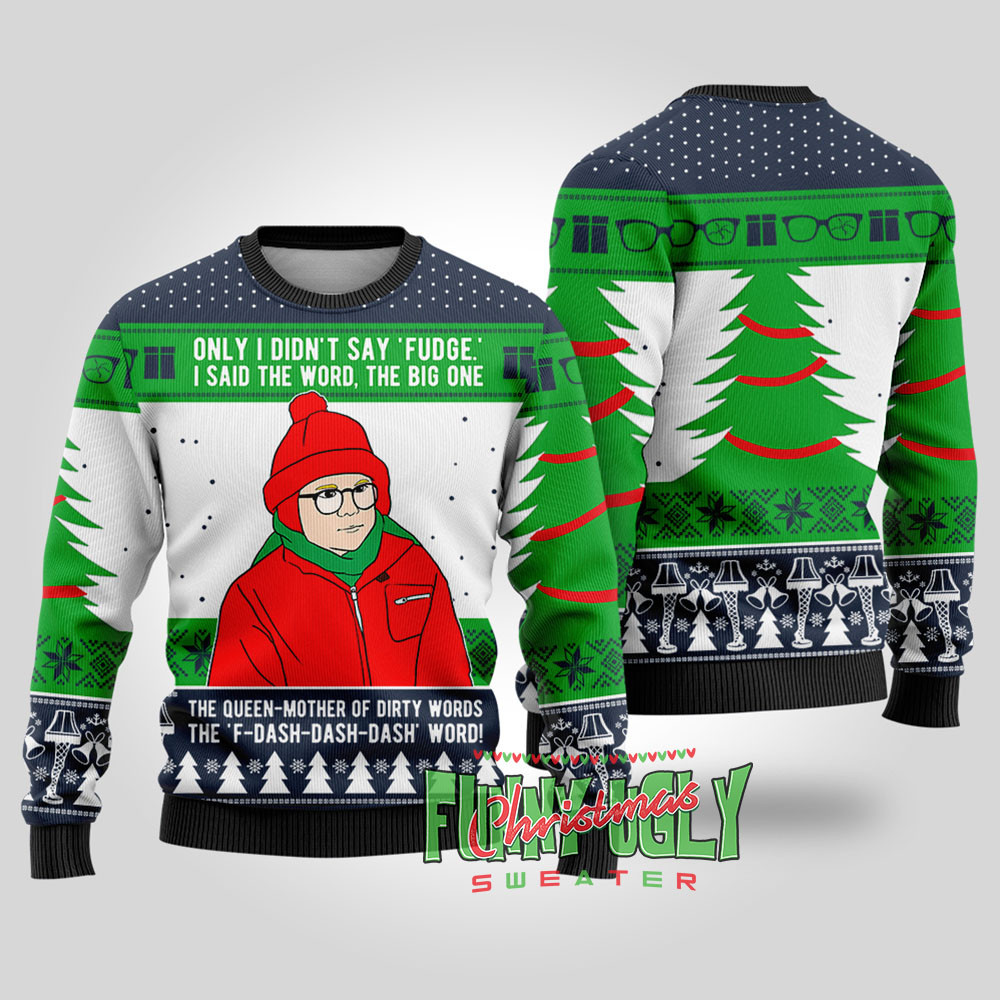 Funny Ralphie A Christmas Story Ugly Sweater Navy Stylish Winter Sweatshirt for Everyday Wear