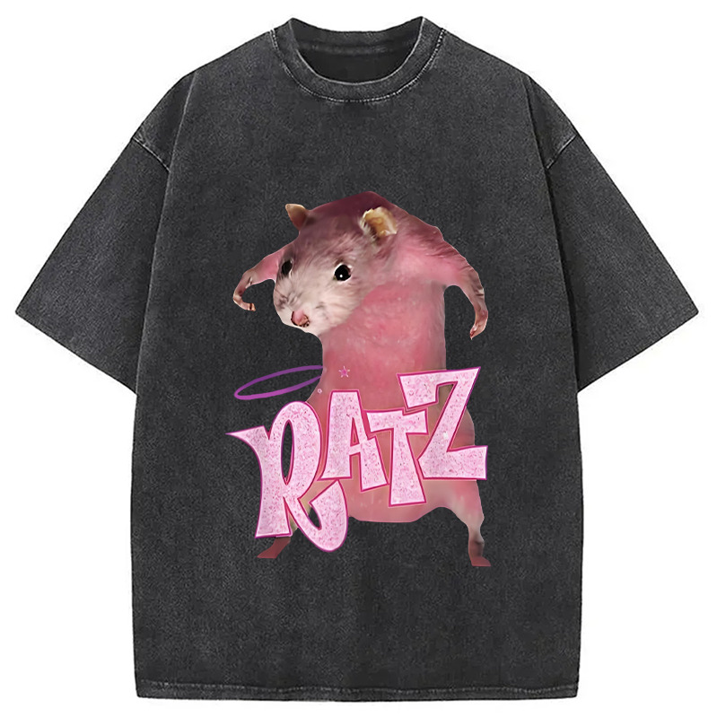 Funny Ratt Pink RATZ Washed T-Shirt Casual Oversized Outfit Style Gifts For Besties