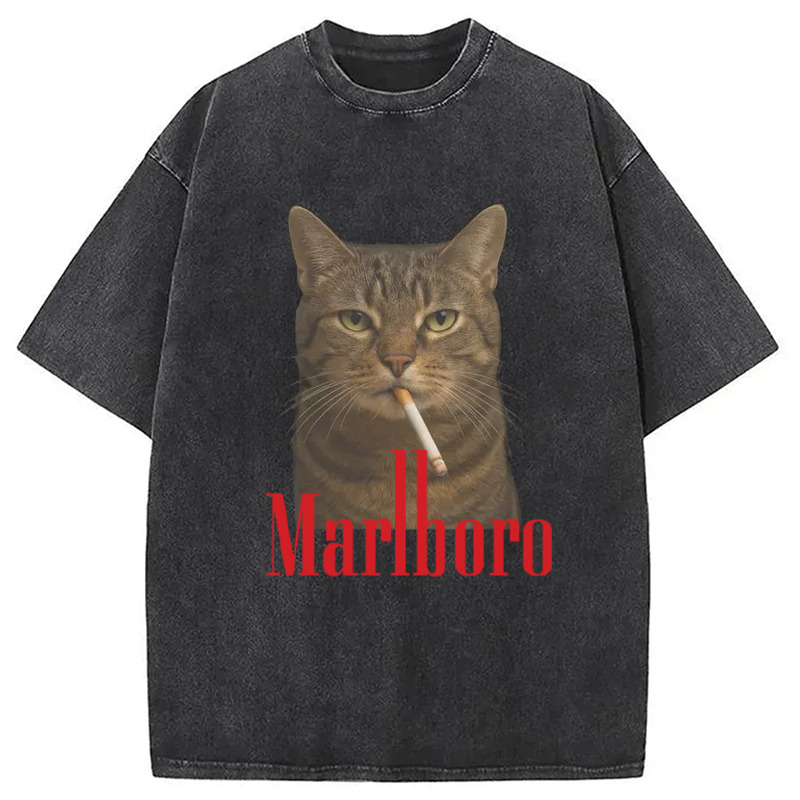 Funny Realistic Cat Meme Washed T-Shirt Unisex Streetwear Graphic Style Gifts For Sister