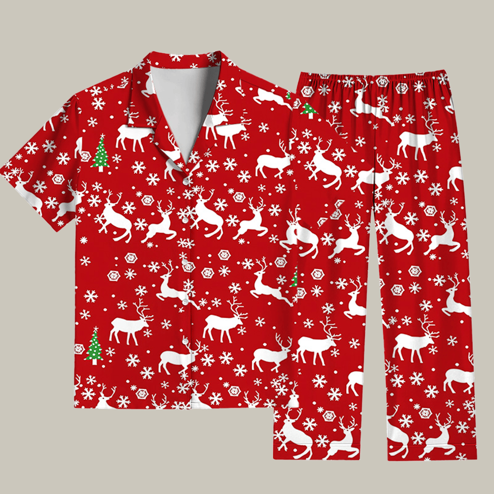 Funny Reindeer Christmas Pajama Set Cute Xmas Apparel Christmas Presents For Mom