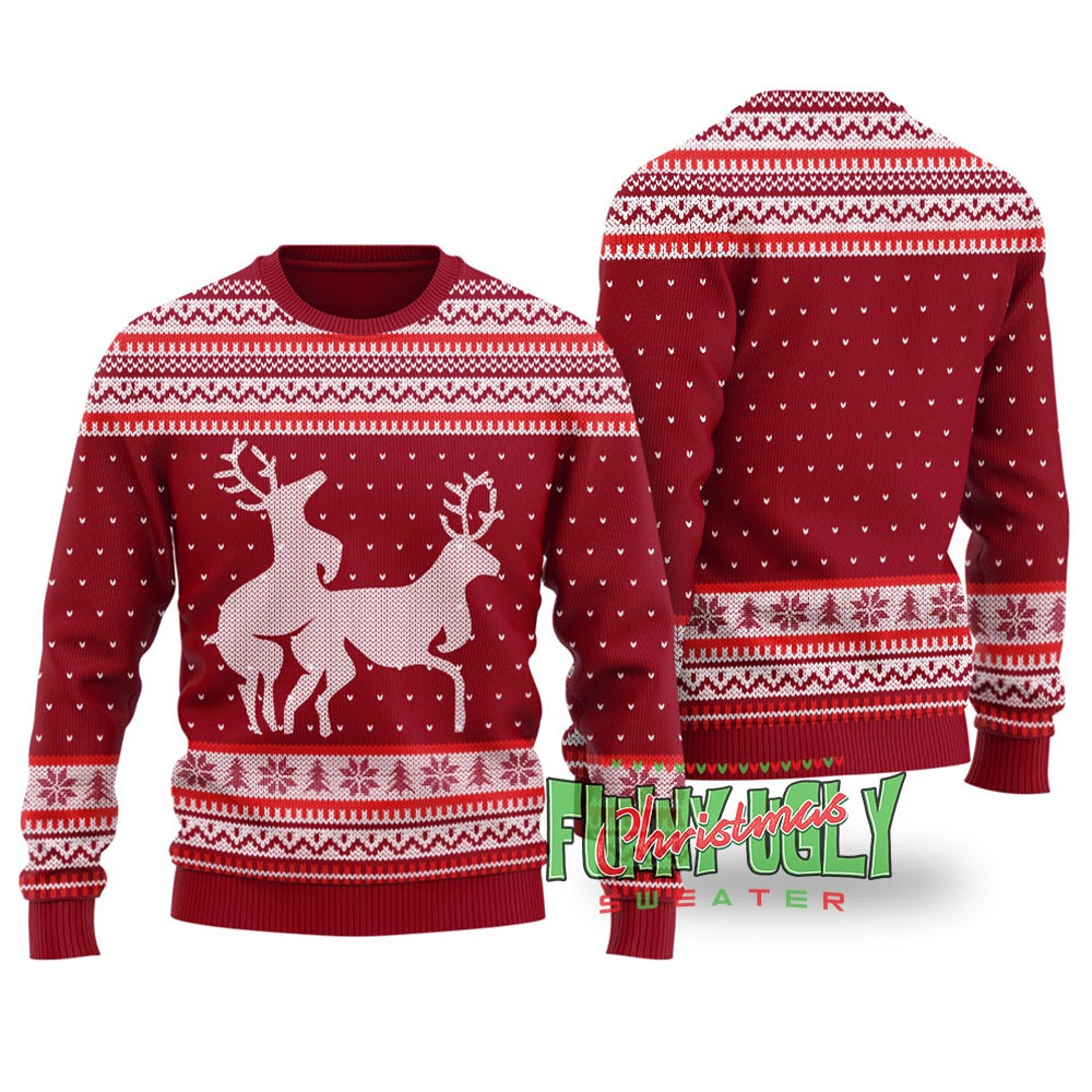 Funny Rude Reindeer Christmas Sweater Cardinal Red Holiday Merch That Makes a Perfect Christmas Gift