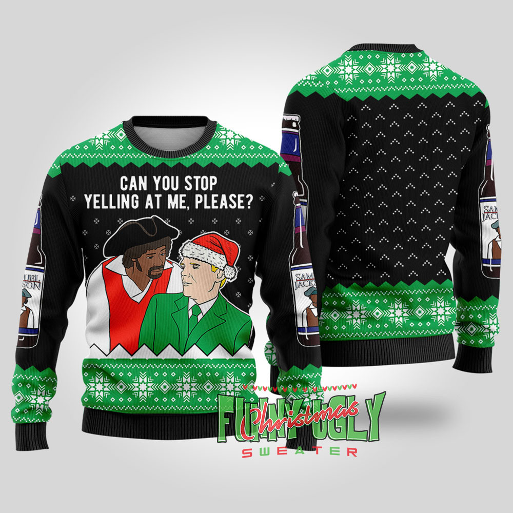 Funny Samuel Jackson Beer Christmas Sweater Black Perfect Winter Merch Gift for the Holiday Spirit