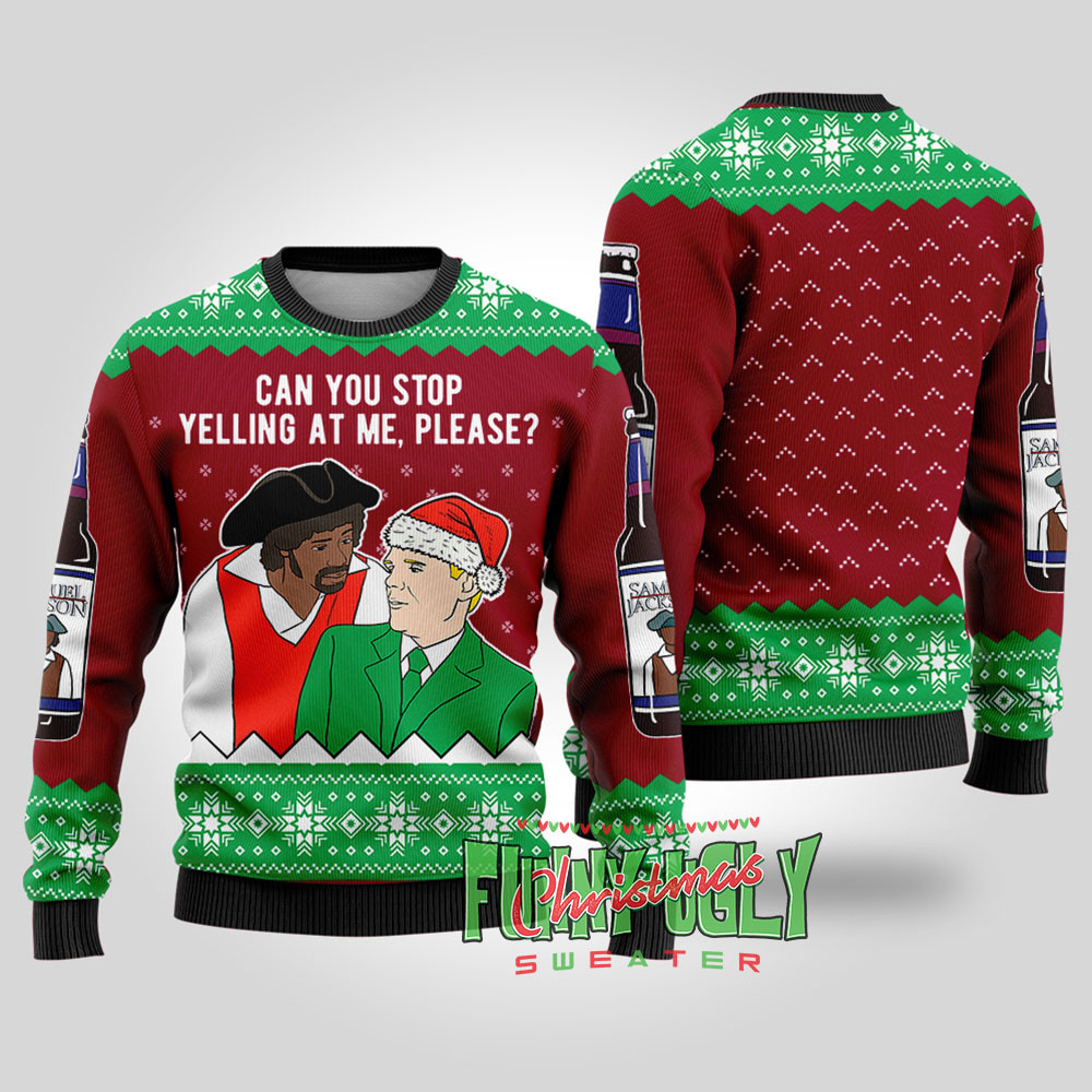 Funny Samuel Jackson Beer Christmas Sweater Cardinal Red Cute Christmas Sweatshirt for Holiday Spirit