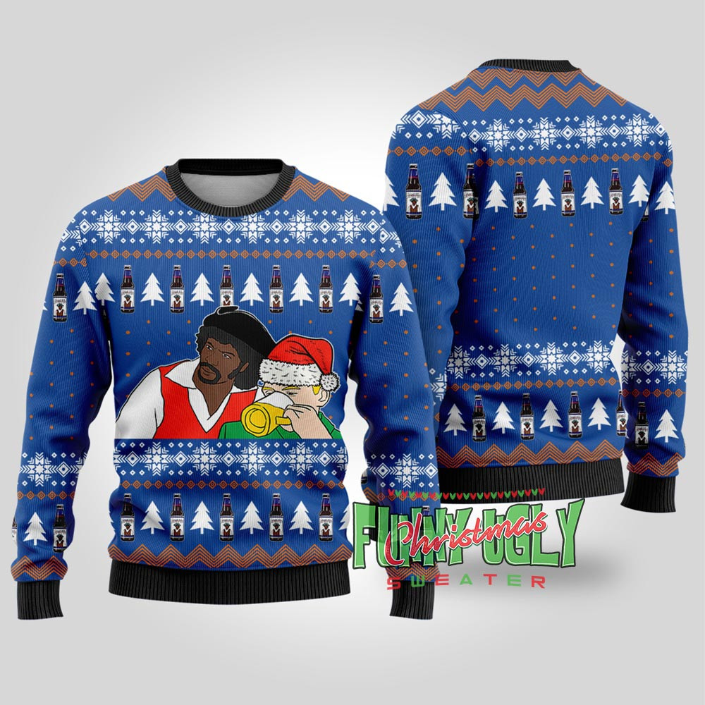 Funny Samuel Jackson Drink Beer Ugly Christmas Sweater Royal Personalized Christmas Sweatshirt Gift for Family