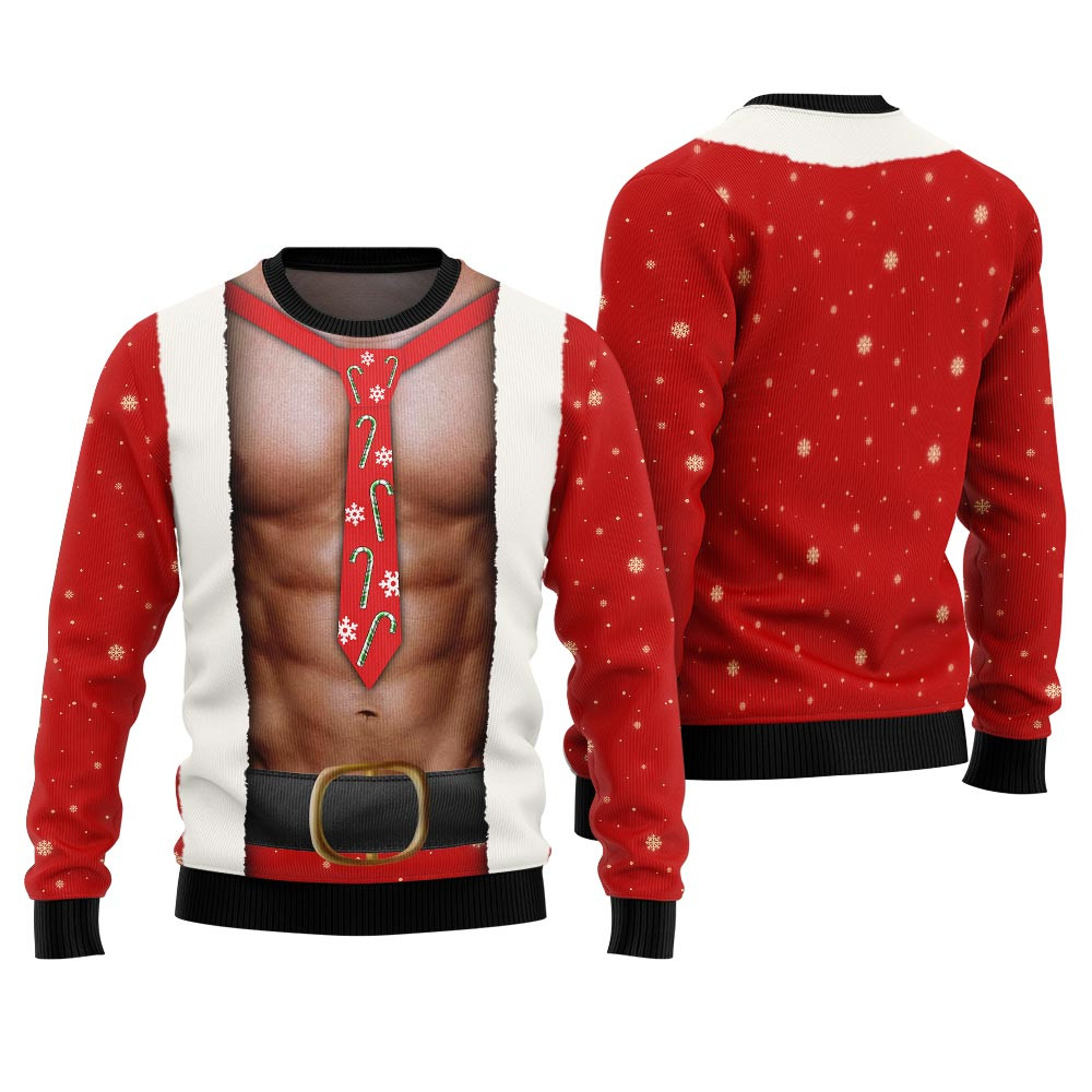 Funny Santa Abs Ugly Christmas Sweater Thoughtful Winter Gift Merch for Special Moments