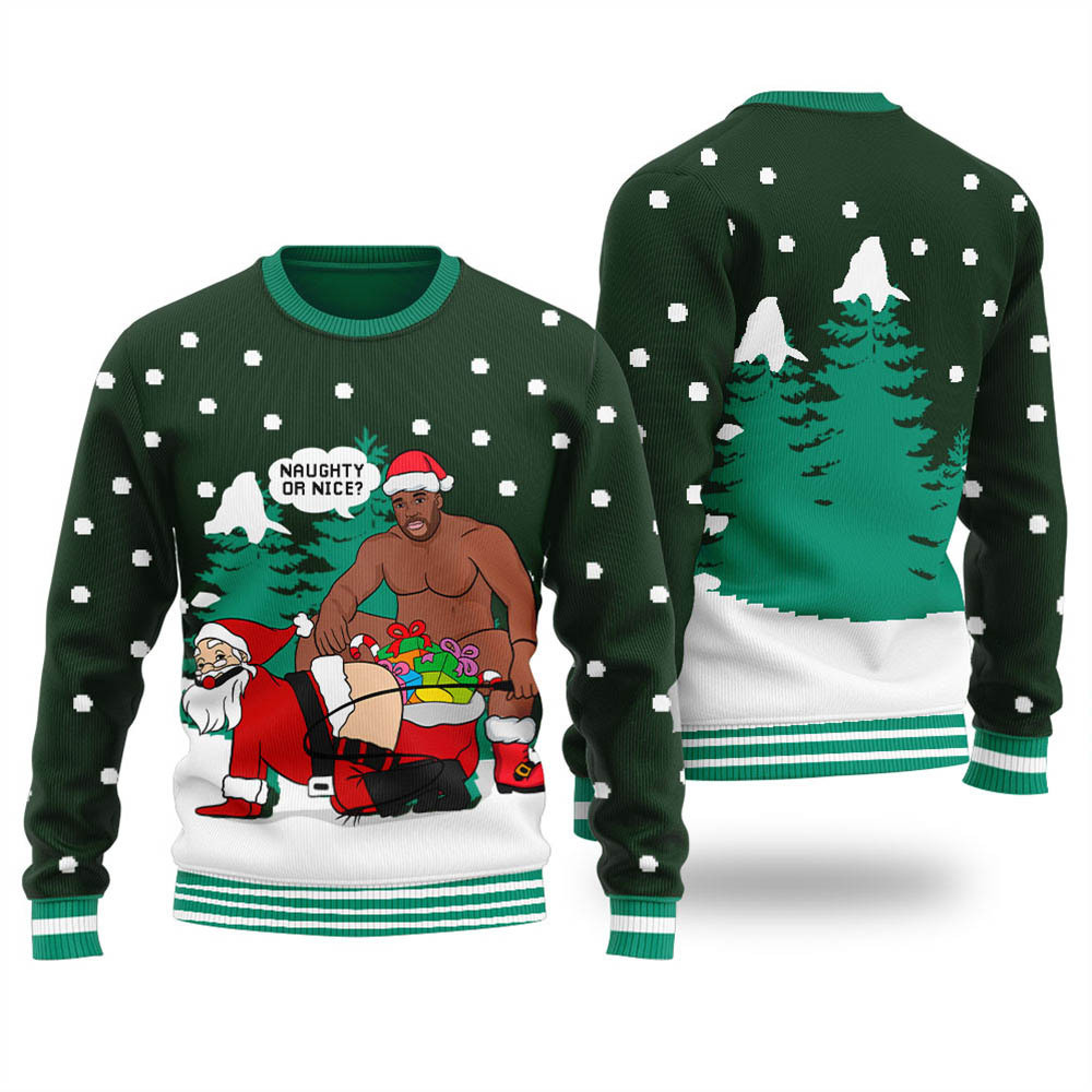 Funny Santa Barry Wood Mens Christmas Sweater Forest Green Festive Sweatshirt for Christmas Celebrations