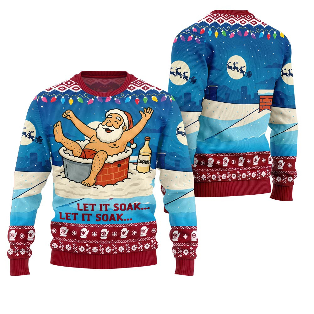Funny Santa Bathtub Xmas Sweater Exclusive Holiday Sweater Merch for Gift Giving