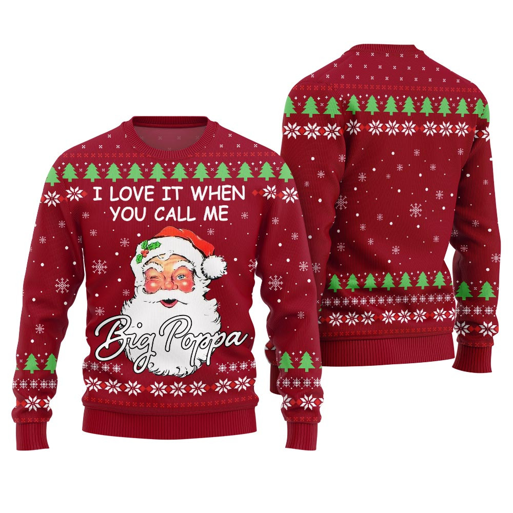 Funny Santa Big Poppa Ugly Holiday Sweater Women Exclusive Christmas Sweater Merch Gift Edition
