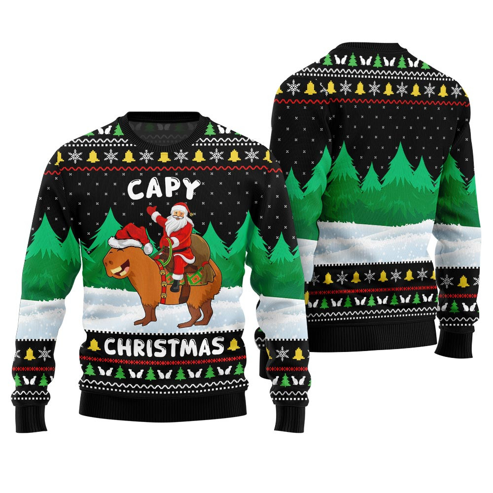 Funny Santa Capy Christmas Sweater Warm and Comfy Sweater for Winter Days