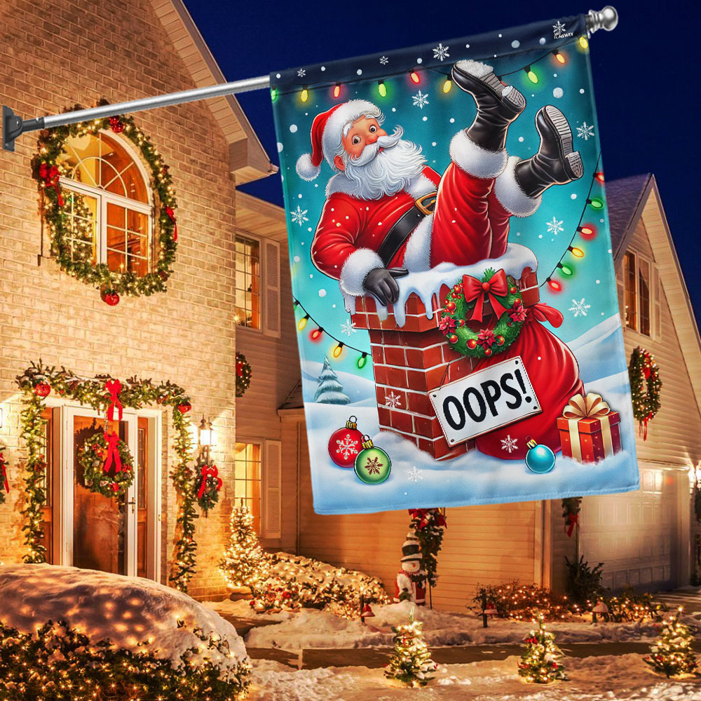 Funny Santa Claus Christmas Flag Santa Is Coming Flag