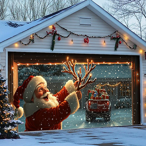 Funny Santa Claus Garage Door Holiday Covers Christmas Garage Cover Special Daughter Gifts