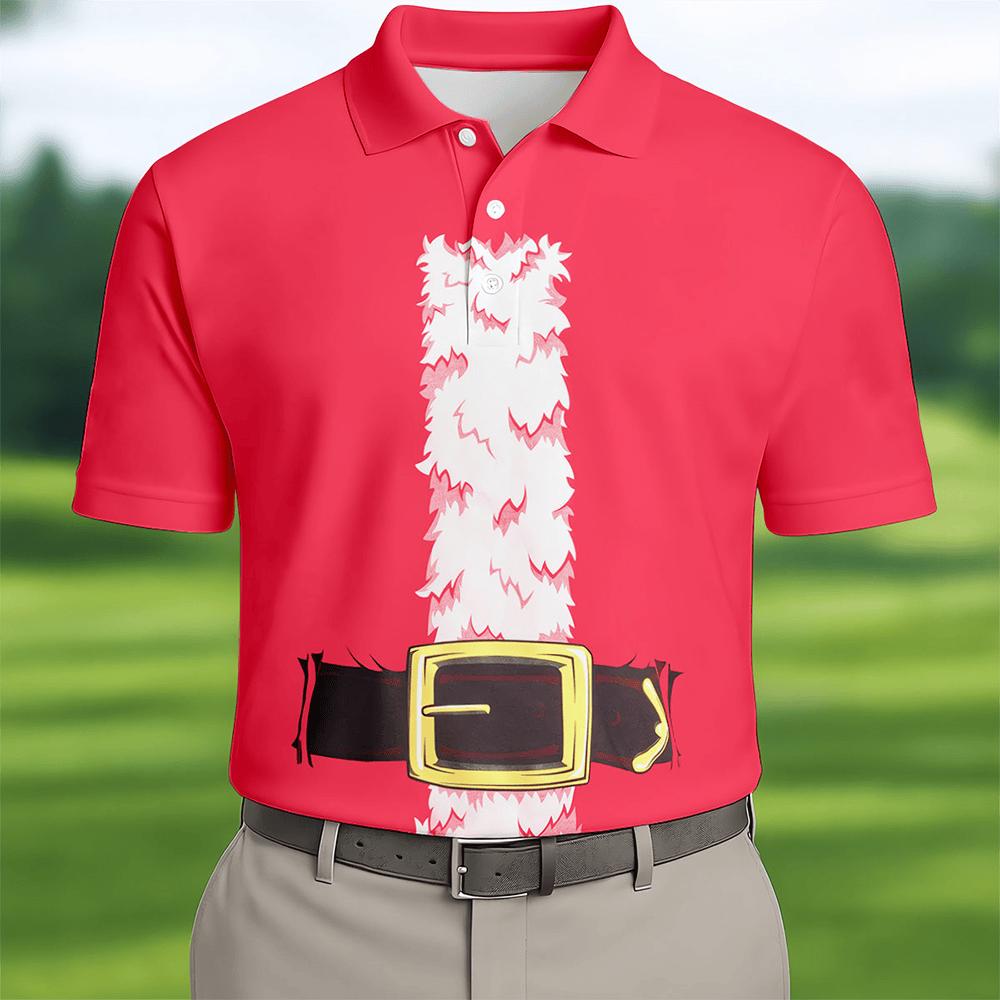 Funny Santa Claus Golf Polo Shirt Santa Uniform Golf Tops Golf Attire For Men
