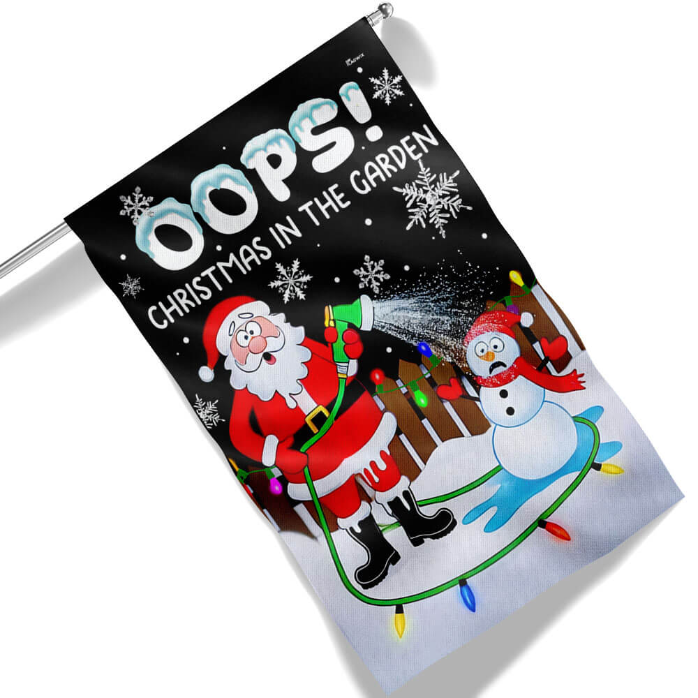 Funny Santa Claus Oops Christmas In The Garden Xmas Flag