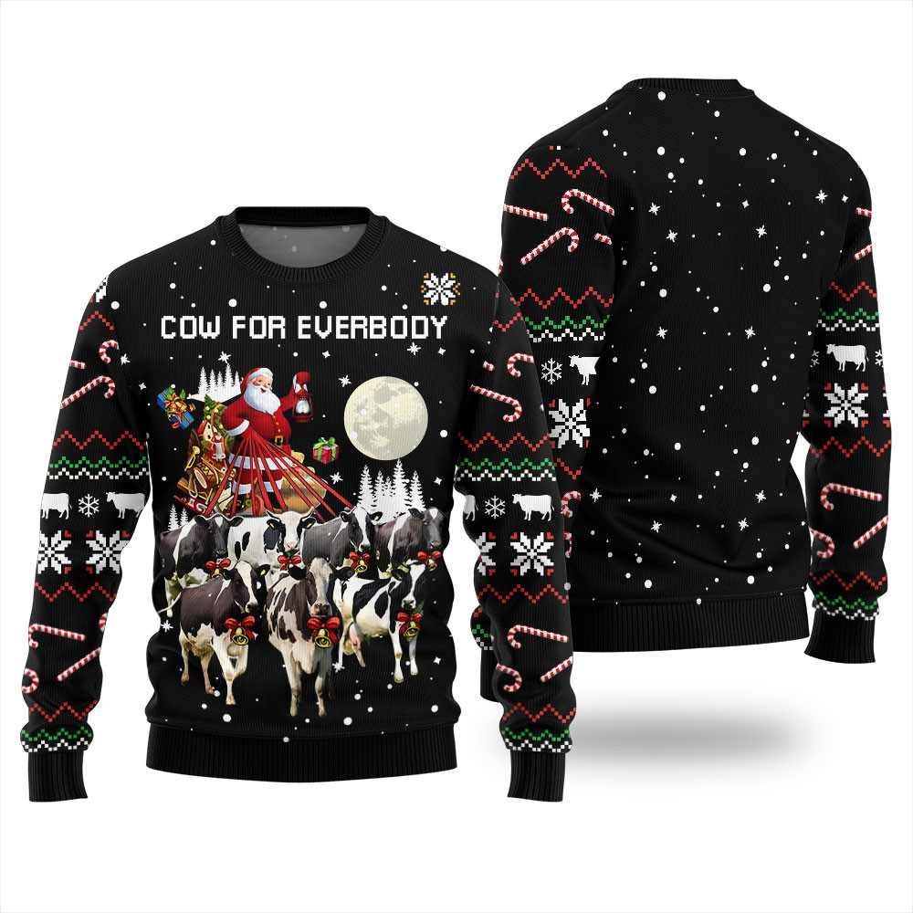 Funny Santa Cow Ugly Christmas Sweater Black Best Gift Idea for Christmas Enthusiasts
