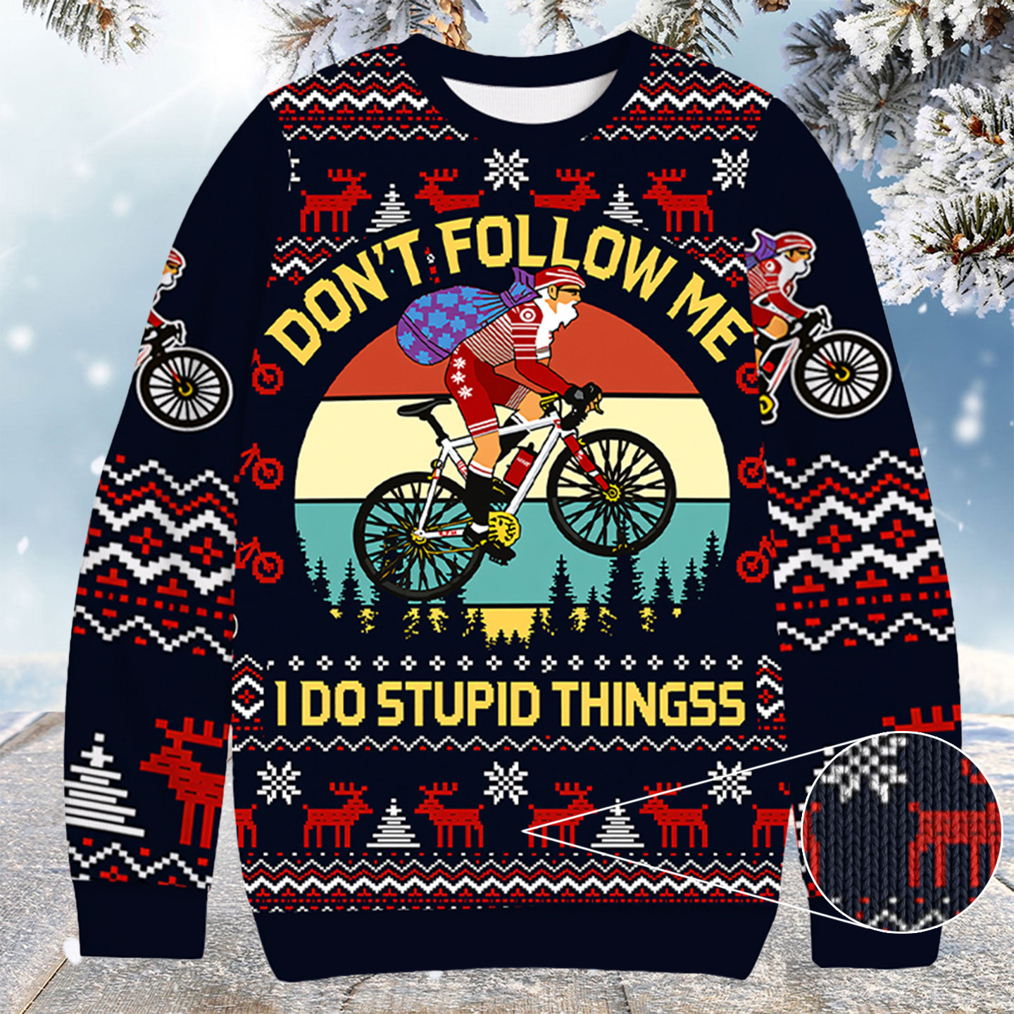 Funny Santa Cycling Christmas Ugly Sweater Cool Xmas Apparel Brother Gift Guide