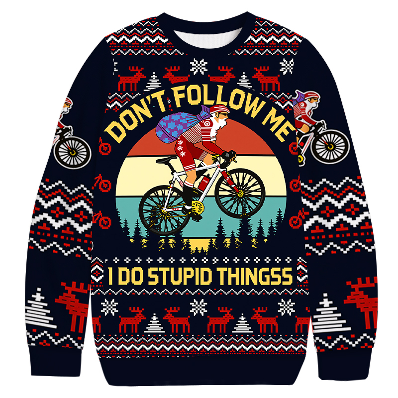Funny Santa Cycling Christmas Ugly Sweatshirt Festive Xmas Winter Sweater Gift Ideas Funny Santa Cycling Christmas Ugly Sweatshirt Festive Xmas Winter Sweater Gift Ideas
