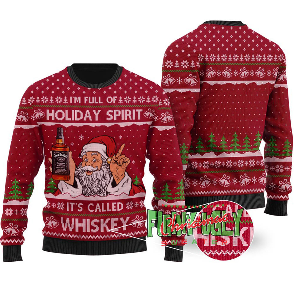 Funny Santa Drinking Whiskey Ugly Christmas Sweater Cardinal Red Holiday Gift Merch That Everyone Will Adore
