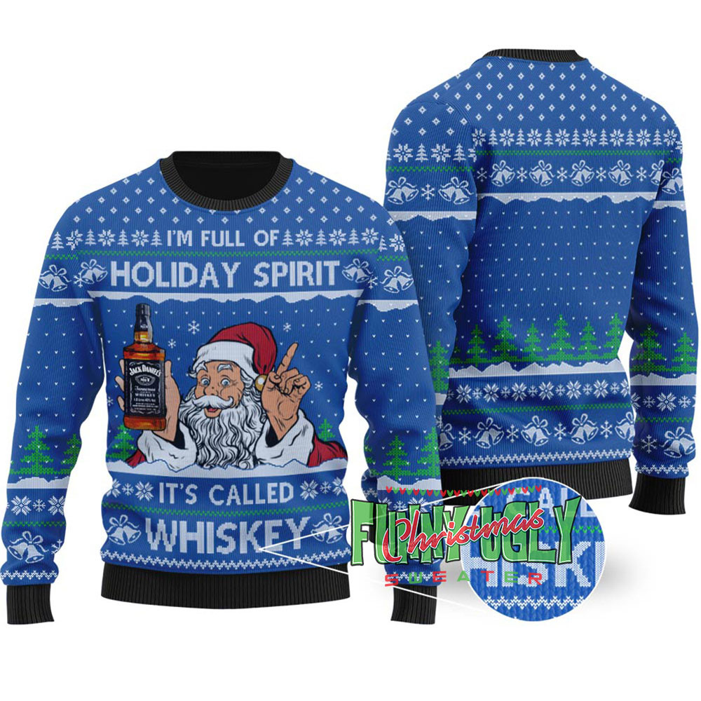 Funny Santa Drinking Whiskey Ugly Christmas Sweater Royal Trendy Winter Sweatshirt for Cozy Moments