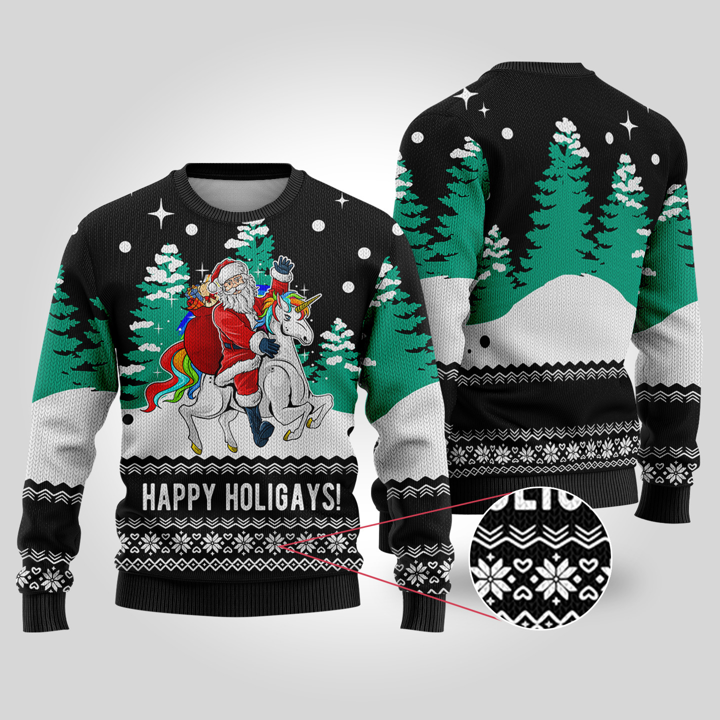 Funny Santa Happy Holigays Black Ugly Christmas Sweater Thoughtful Winter Gift Merch for Special Moments
