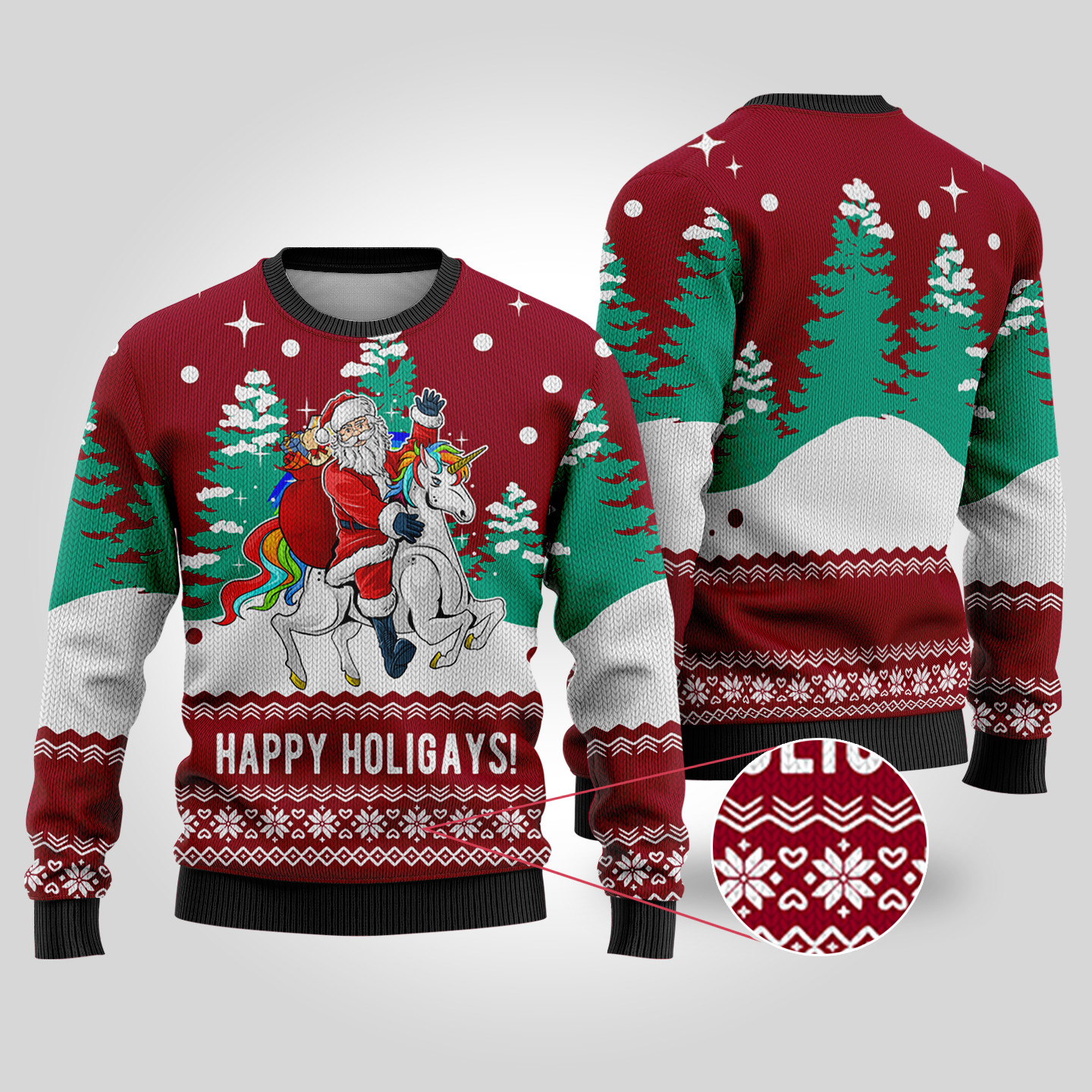 Funny Santa Happy Holigays Cardinal Red Ugly Christmas Sweater Lovely Merch Gift for Cozy Winter Nights