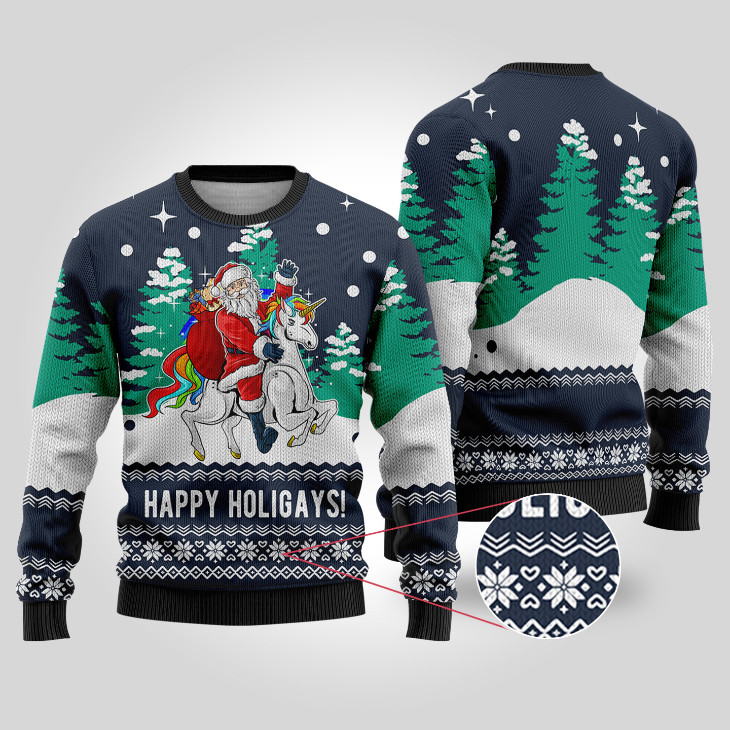 Funny Santa Happy Holigays Navy Ugly Christmas Sweater Holiday Gift Merch That Everyone Will Adore