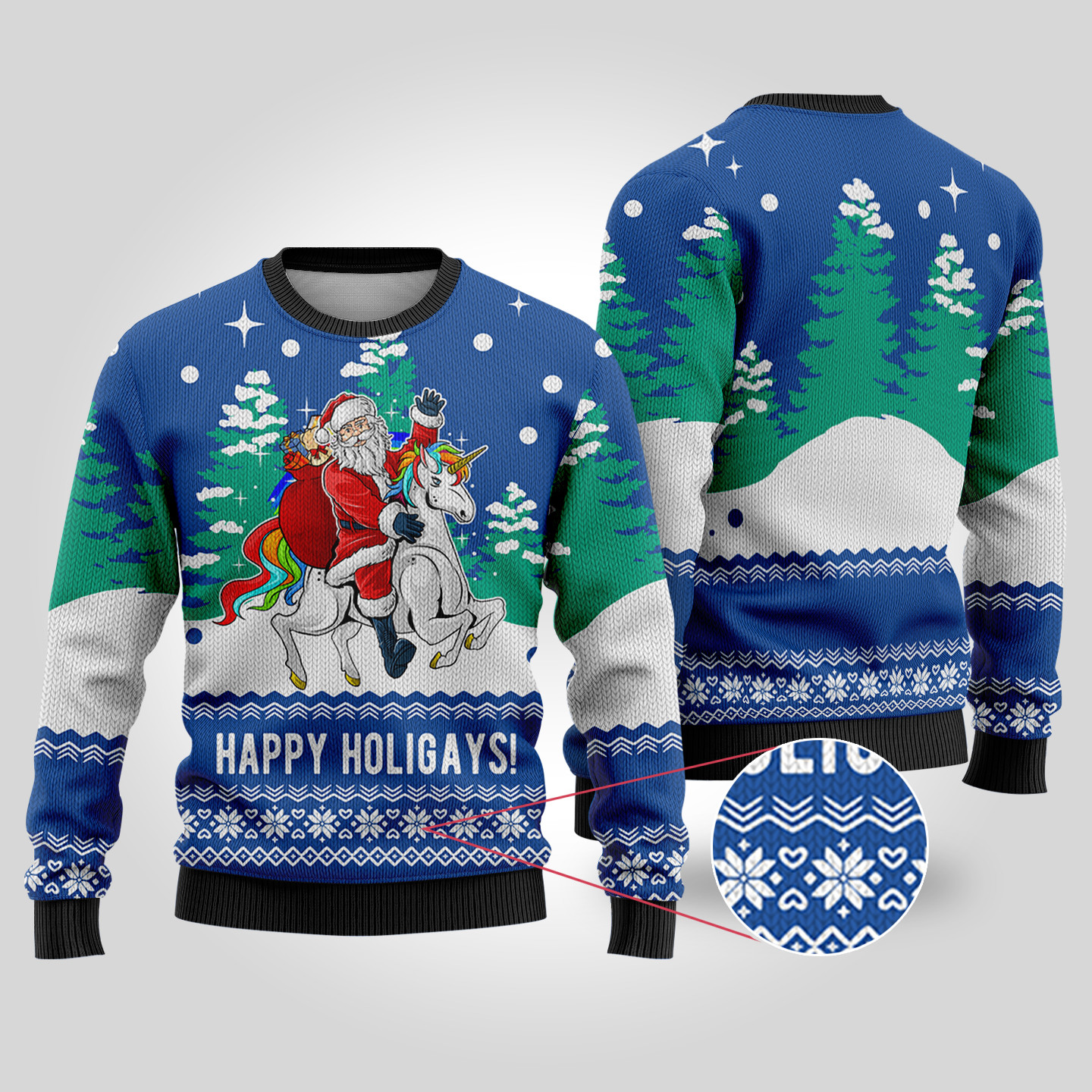 Funny Santa Happy Holigays Royal Ugly Christmas Sweater Comfortable Holiday Sweater for Chilly Nights