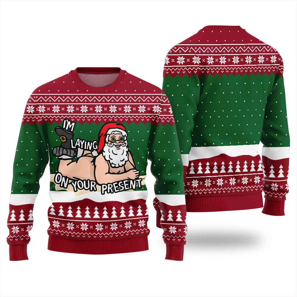 Funny Santa Inappropriate Christmas Sweater For Adults Merry Christmas Sweatshirt for Holiday Fun